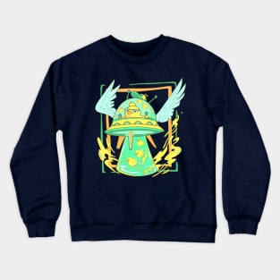 Flying Machine UFO and Rubber Ducks and Propeller Hat Crewneck Sweatshirt